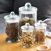 茶叶储物罐玻璃家用透明收纳储存罐，带盖花茶罐小瓶子密封罐玻璃罐