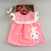 可爱小兔子女宝宝罩衣前防水无袖，儿童围裙婴儿吃饭衣幼儿园饭兜兜