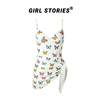 Girl Stories高级原创设计风泳衣遮肚蝴蝶钢托比基尼连体两件套