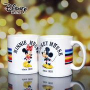 迪士尼时尚陶瓷杯大容量带盖水杯可爱卡通马克杯米奇米妮情侣杯子