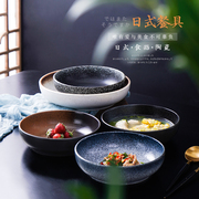 日式餐具加厚深圆盘陶瓷菜盘子创意早餐盘碟子和风家用碗盘碟套装