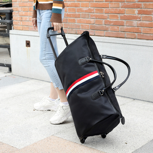 韩版手提轻便折叠大容量短途旅行拉杆袋潮男行李袋拉杆包旅行包女