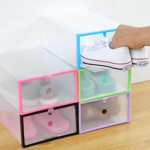 t家居用品透明水晶透明彩色，鞋盒塑料折叠抽屉式鞋子收纳盒