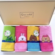 洁丽雅兰布朗熊毛巾(熊毛巾，)纯棉卡通情侣毛巾礼盒，送人礼亲子儿童家用洗脸