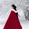 红色披风斗篷女冬加棉加厚汉服斗篷披肩外套大衣女秋冬季保暖古装