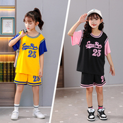 女童篮球训练服短袖篮球衣女生，透气速干篮球服，套装女孩比赛队服夏