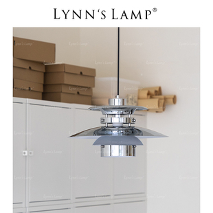 Lynn's立意 中古银色ph吊灯 包豪斯餐厅岛台镜面镀铬吧台飞碟灯
