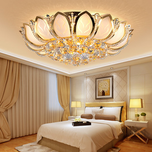 卧室灯现代简约圆形莲花，水晶灯温馨浪漫吸顶灯，客厅书房餐厅灯具