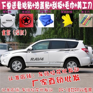 09-18款适用于丰田RAV4车贴拉花专用车身腰线贴纸改装贴花彩条