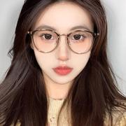 超轻纯钛素颜眼镜近视女款圆脸显瘦网上可配有度数韩版眼睛框架潮