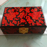 高档首饰盒推光漆器木质复古中式木质实木化妆盒中国风带锁大
