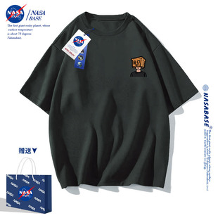 NASA联名潮牌短袖t恤男2024ins学生大码宽松青少年体恤上衣服