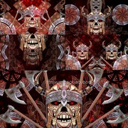 5个骷髅武器头盔维京人，无缝循环动画，视频动态素材vjloop舞台背景