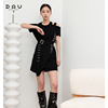 DAU原创设计黑色半身长裙女夏季2024修身收腰短裙气质连衣裙