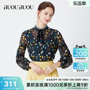 库存告急buoubuou女装春季减龄立领波点衬衫印花上衣dh1a601