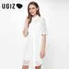 UGIZ夏季韩版女装蕾丝镂空假两件纯色简约连衣裙女UBOC710-4