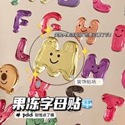 小红书同款韩版立体字母表情贴纸，彩色防水透明装饰diy手机壳贴纸