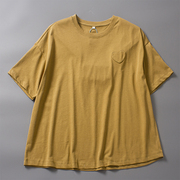 文艺棉麻女装夏款姜黄色显白短袖，轻薄细腻针织，t恤上衣体恤设计感
