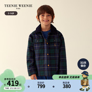 TeenieWeenie Kids小熊童装男童23年秋冬学院风格纹翻领夹克外套