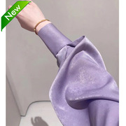 法式高ji感紫色缎面泡泡袖衬衫女2023年早春气质优雅垂感衬衣