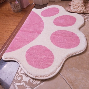 粉色猫爪吸水脚垫防滑门垫卫生间门口卡通少女可爱地垫卧室床边毯