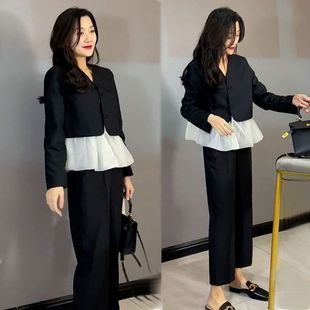新中式小香风黑色西装高级感小洋装套装干练气质女装2024早秋