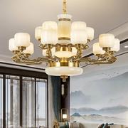 益菲新中式全铜客厅吊灯别墅大厅餐厅卧室灯饰高档天然玉石灯具