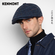 kenmont卡蒙复古鸭舌前进帽男秋冬保暖中老年爸爸帽子英伦羊毛帽