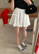 THE LEMON甜美蕾丝拼接设计蛋糕短裙夏季高腰白色蓬蓬半身裙