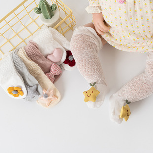 新生婴儿袜子a类宝宝长筒袜过膝春夏季薄款网眼透气防蚊袜子幼儿