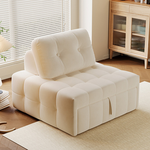 2024沙发床奶油风泡芙两用多功能小户型布艺客厅折叠伸缩单人