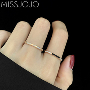 日韩版简约时尚细款镶钻黑色滴胶钛钢镀18K玫瑰金食指尾戒指