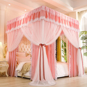 双层蚊帐床帘一体式家用欧式带支架1.8m帐莎1.5米2公主风遮光床幔