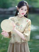 新中式女装中国风禅意茶服女夏民国(夏民国)改良旗袍两件套连衣裙汉服套装