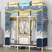 衣柜简易组装结实耐用家用卧室布衣柜出租房用实木加粗加固挂衣橱
