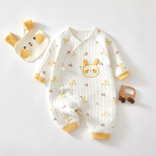 新生婴儿衣服秋季保暖衣夹，棉薄棉衣秋季连体衣满月宝宝0-3-6个月
