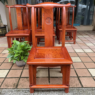 天然实木官帽椅大果紫檀靠背椅缅甸花梨木换鞋凳儿童红木小椅子