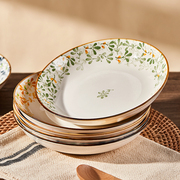日式盘子菜盘家用高级感陶瓷，8英寸深盘特别好看的碗碟子餐盘
