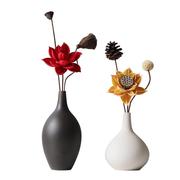 黑白灰陶瓷花瓶摆件简约现代新中式家居客厅电视柜装饰品桌面花器