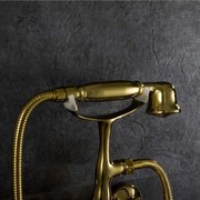 欧式明装花洒全铜镀金电，话筒手持复古卫，o生间淋浴器带下出水