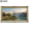 高档别墅客厅风景油画欧式手绘玄关装饰画  世界名画卢塞恩湖N256