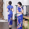 老上海丝绸旗袍长款复古气质，2024年夏高开叉走秀演出日常可穿