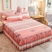 纯棉床罩床裙式床套单件防尘保护套，1.5米1.8全棉床单床垫床笠防滑