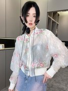 rrfashion外套女2024夏季中式国风，花朵刺绣拼接蕾丝防晒衣