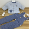 宝宝棉花衣背带两件套0到6个月婴儿棉袄棉裤套装冬季厚款夹棉