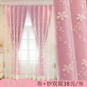 粉色小清新公主风全遮光双层窗帘布纱一体成品客厅卧室飘窗定制