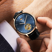 潮流皮带全自动机械男瑞士手表时尚真皮，精钢夜光国产腕表