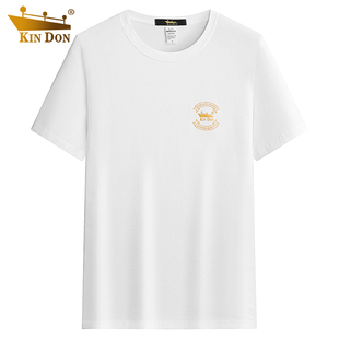 金盾短袖T恤2023夏季男士圆领休闲百搭logo烫金纯棉半袖体恤