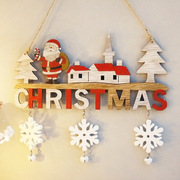 圣诞节创意橱窗门墙圣诞树，挂饰christmas木质英文字母牌挂饰