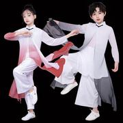 儿童古典演出服男女中国风太极舞蹈服水墨舞少年强扇子舞服飘逸